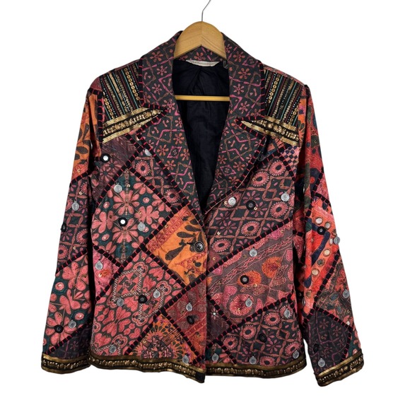Soft Surroundings Patchwork Jacket Medium Sequin Coin Embellished‎ Boho Festival - Picture 1 of 11
